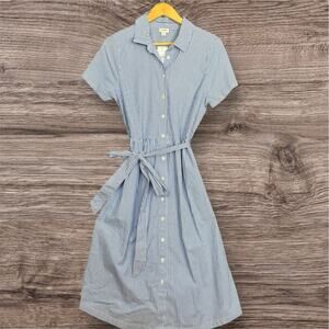 J Crew Shirt Dress Womens 8 Blue White Stripe Preppy Classic Nautical Casual NWT